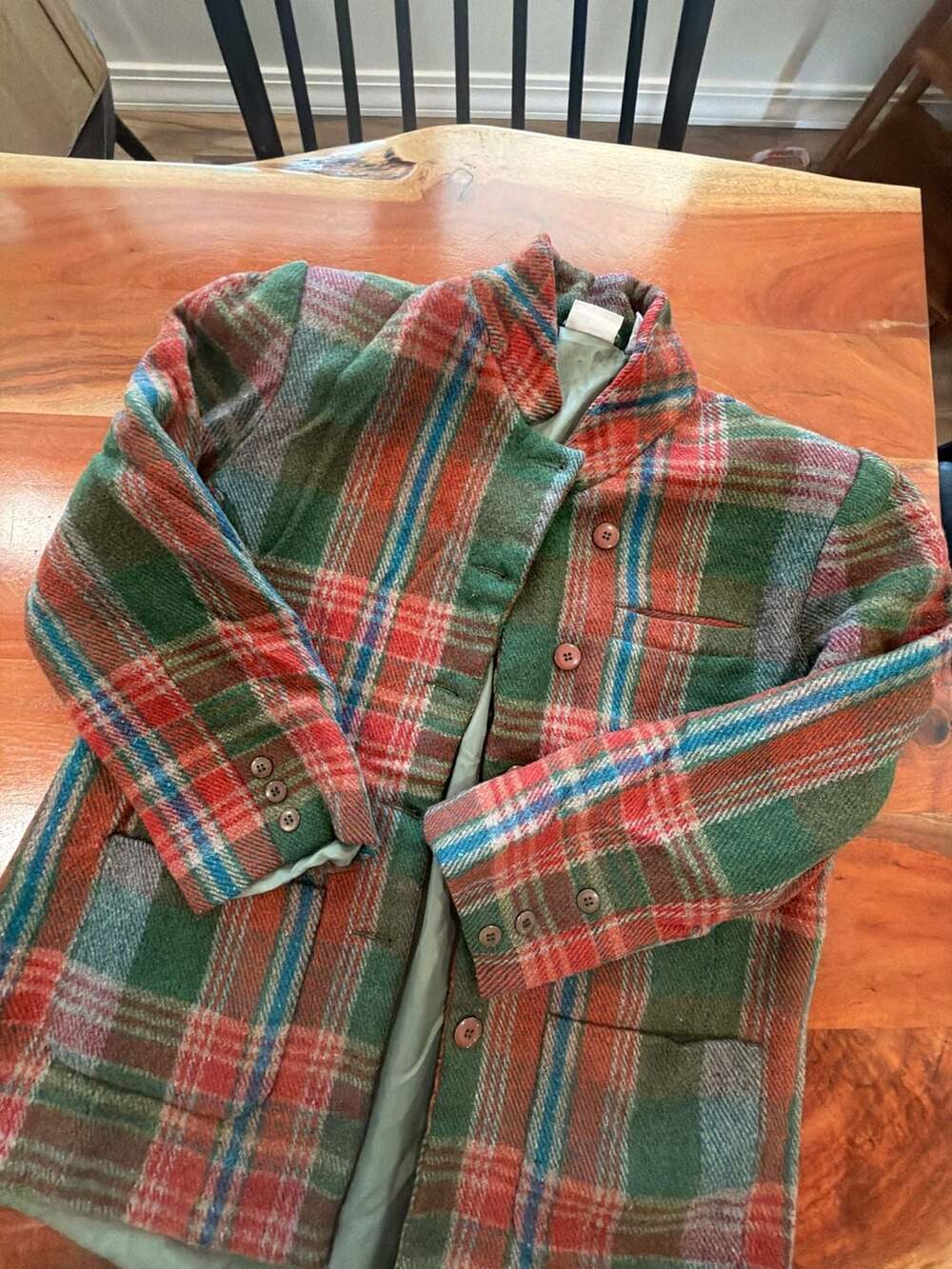 Newport News Vintage 90s Wool Blend Plaid Jacket Coat Size 12